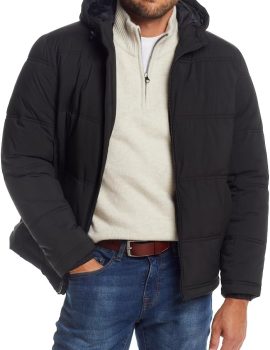 Hooded Puffer Jacket for Men – Water Resistant Bubble Coat for Men | Puffy Alternative Down Jacket